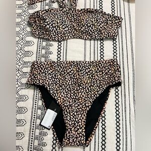 Gianni Bini Black and Tan Swimwear